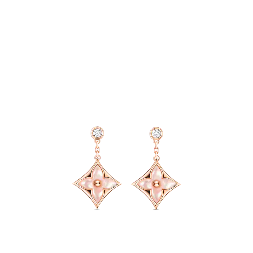 ˇGilded EraˇDOUBLE STAR PINK GOLD MOP DROP EARRINGS