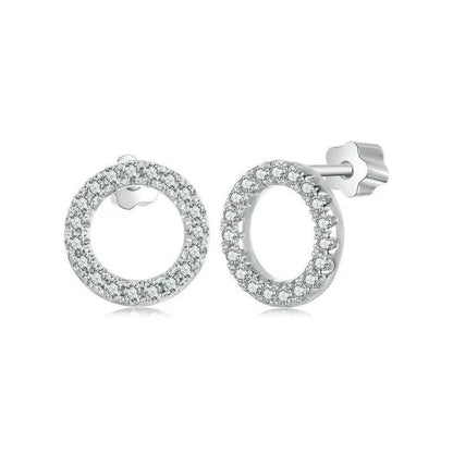 [STREET]Forever Clear Moissanit Circle Round Stud Earrings