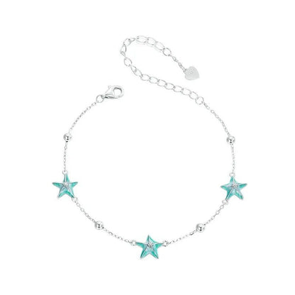 [STREET]Armbänder mit blau-grünem Farbverlauf und Seestern-Gliederkette