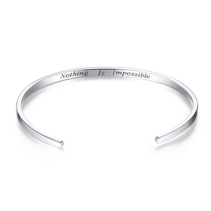 [STREET]Engrave Courage Bangle Nothing is impossible Fashion