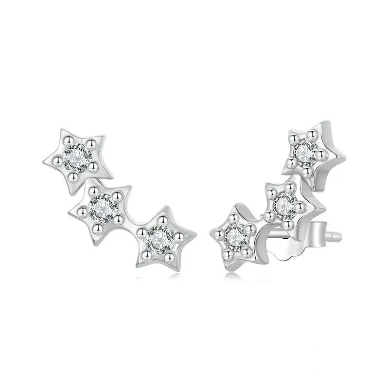 [STREET]Silver Tiny Star Earrings Studs Teen Girls
