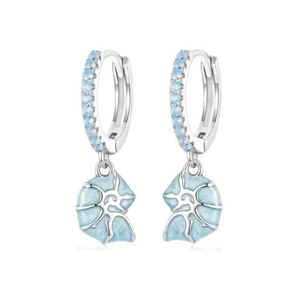 [STREET]Blue Conch Ear Buckles Sea Shell Drop Hypoallergenic Earrings