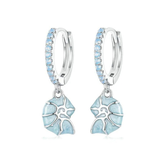 [STREET]Blue Conch Ear Buckles Sea Shell Drop Hypoallergenic Earrings