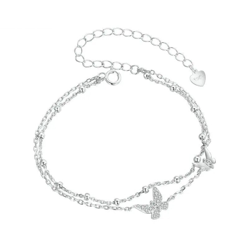 [STREET]Double-Layer Butterfly Bracelet CZ Layered Bracelet