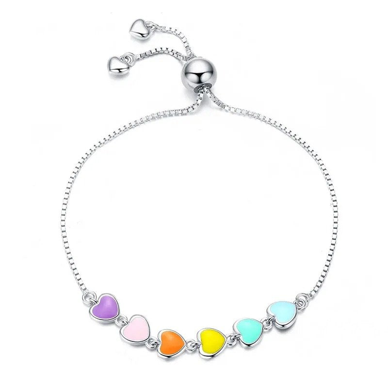 [STREET]Rainbow Color Enamel Heart Bracelet