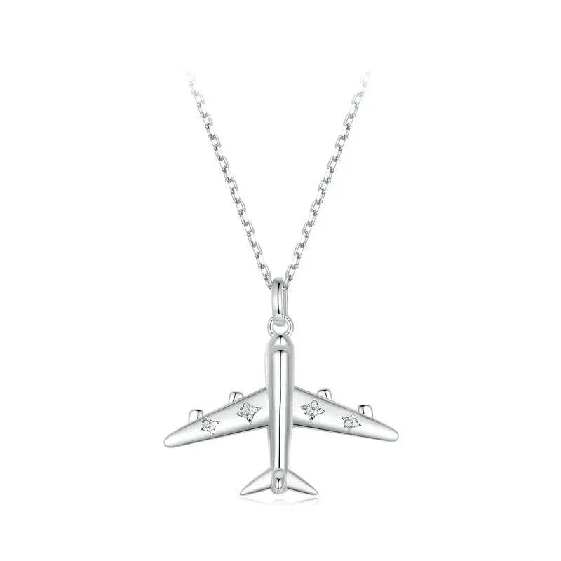 [STREET]Delicate Airplane Pendant Necklace Platinum Plated Necklace