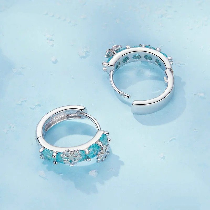 [STREET]Ice Flower Zirconia Platinum Plated Hoop Earrings