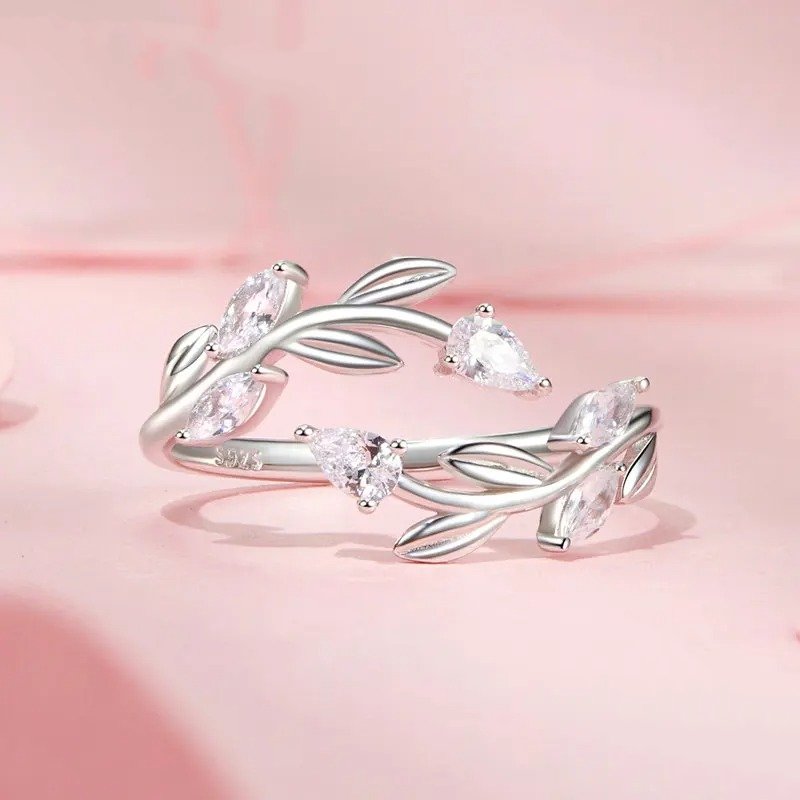 [STREET]Simple Leaf Adjustable Ring Lucky Leaves Statement