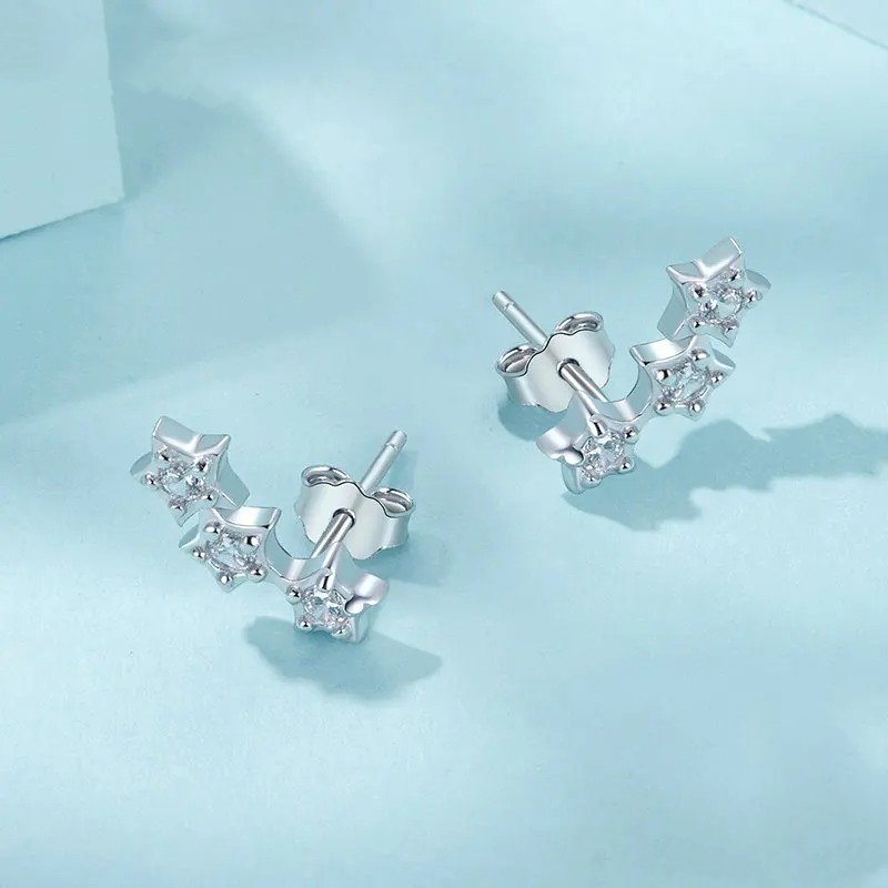[STREET]Silver Tiny Star Earrings Studs Teen Girls