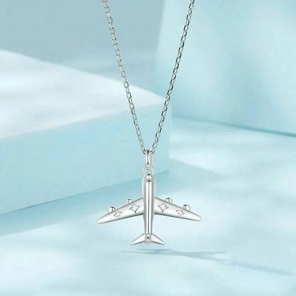 [STREET]Delicate Airplane Pendant Necklace Platinum Plated Necklace