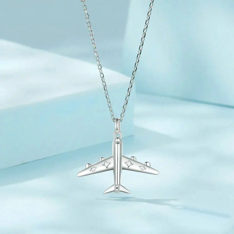 [STREET]Delicate Airplane Pendant Necklace Platinum Plated Necklace