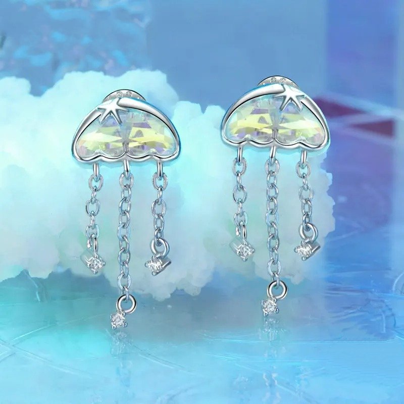 [STREET]Iridescent Jellyfish Earrings Studs Teen Girls
