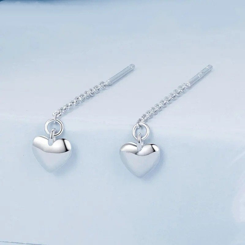 [STREET]Simple Heart-shaped Drop Ear Threads Long Tassel Earrings