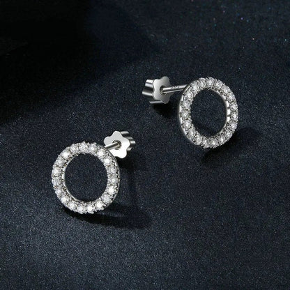 [STREET]Forever Clear Moissanit Circle Round Stud Earrings