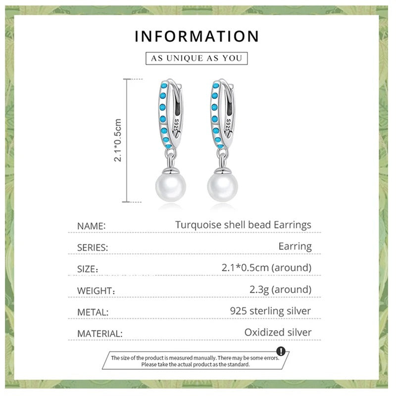 [STREET]Turquoise Pendent Shell Bead Drop Earrings