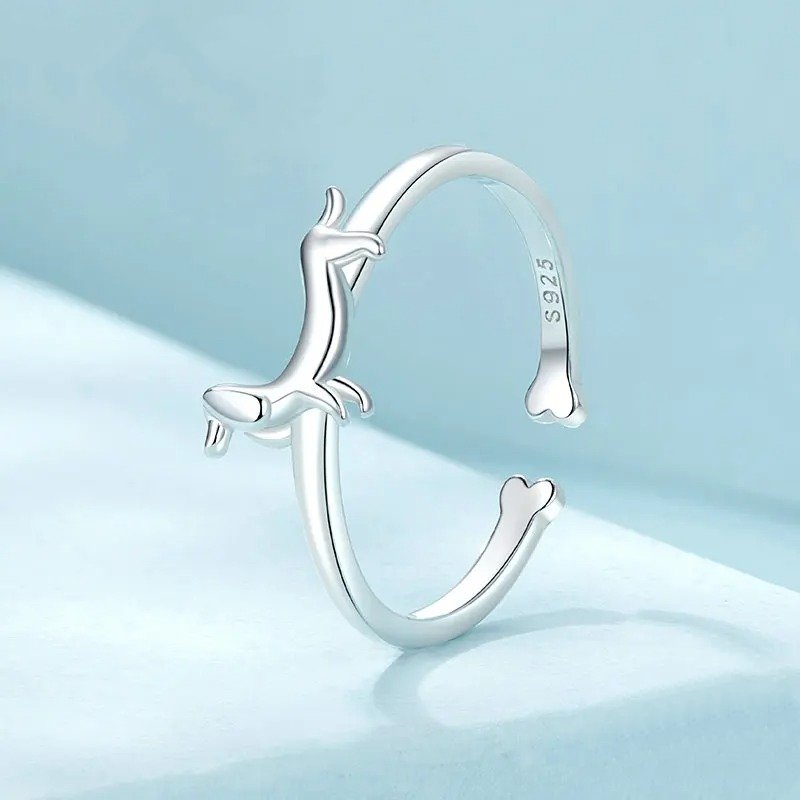 [STREET]Lovely Pet Dog Open Ring Statement Ring
