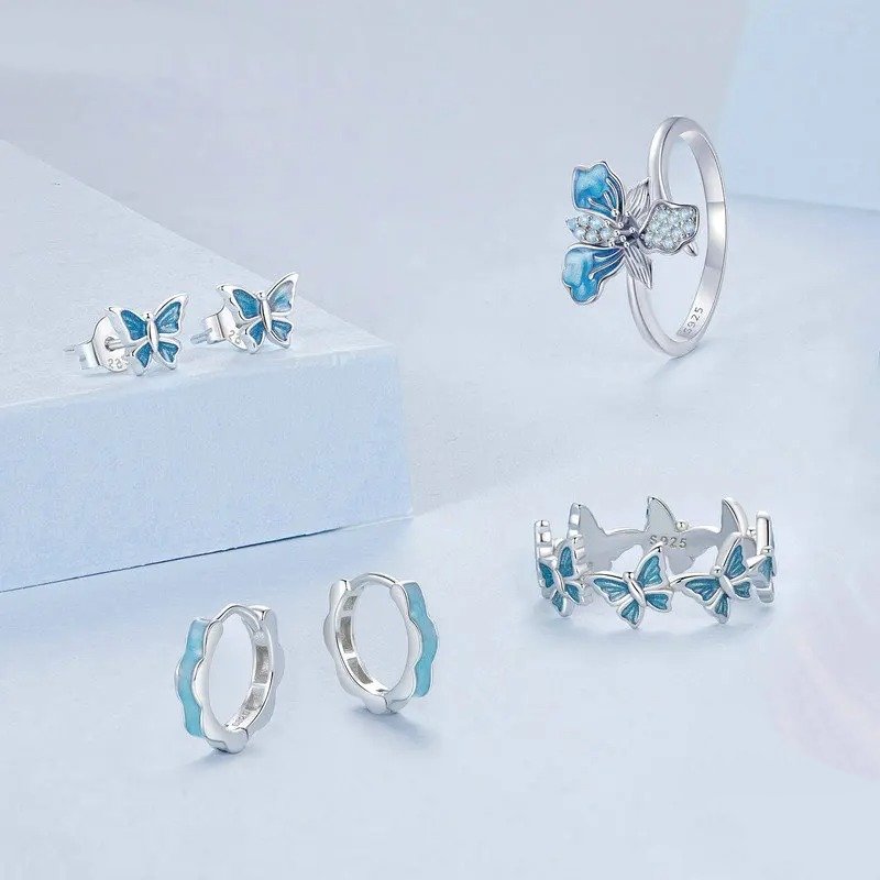 [STREET]Blue Iris Adjustable Ring Exquisite Enamel Flower Opening Ring