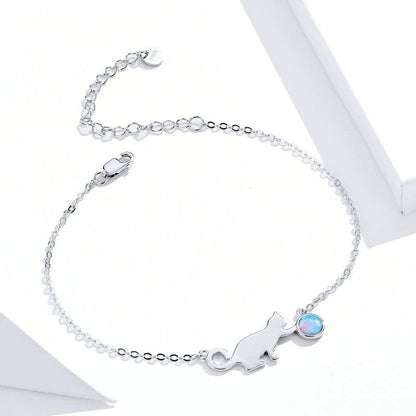 [STREET]Niedliches Opal-Gliederarmband mit Katzenmotiv für Damen