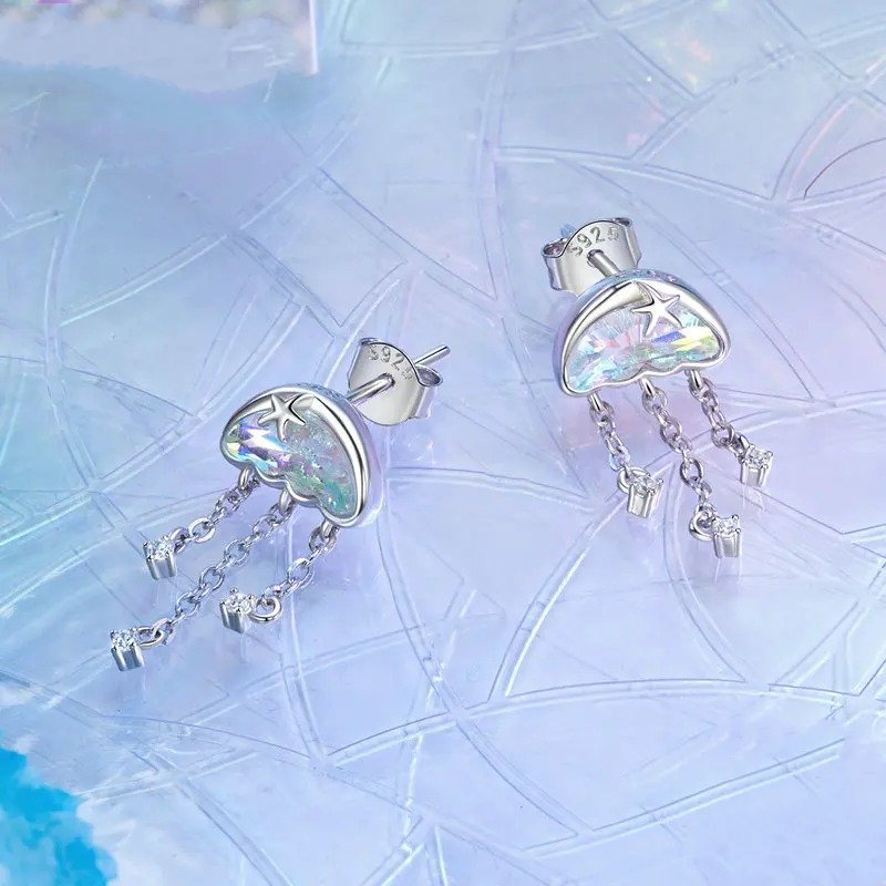 [STREET]Iridescent Jellyfish Earrings Studs Teen Girls