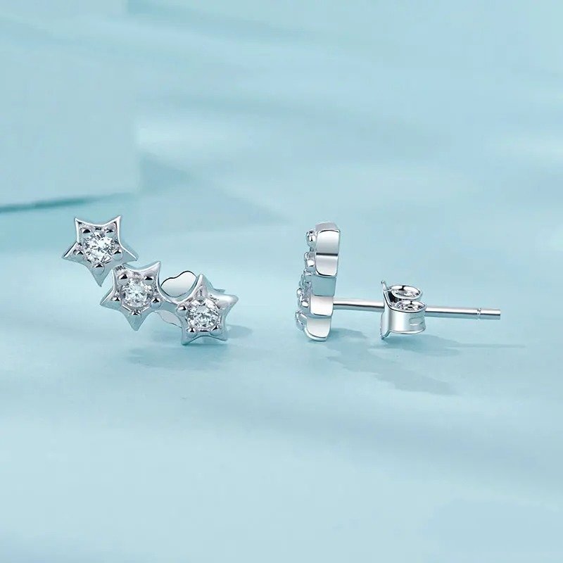 [STREET]Silver Tiny Star Earrings Studs Teen Girls