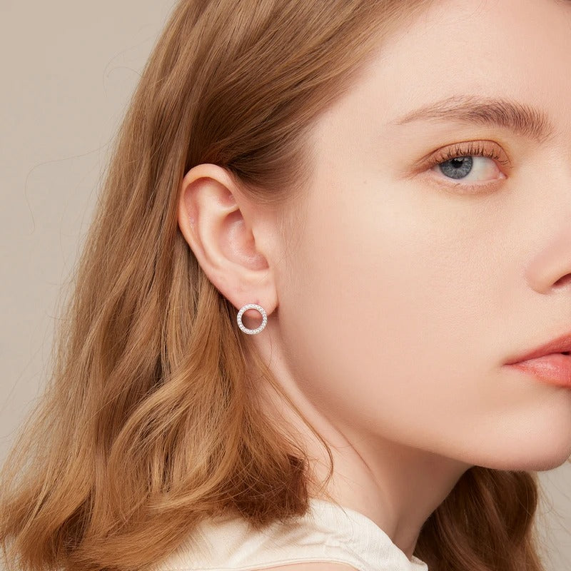 [STREET]Forever Clear Moissanite Circle Round Stud Earrings