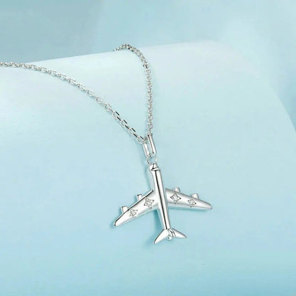 [STREET]Delicate Airplane Pendant Necklace Platinum Plated Necklace