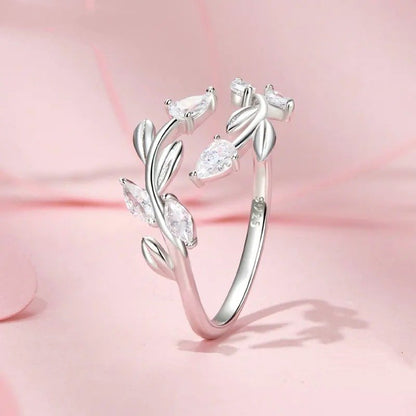 [STREET]Simple Leaf Adjustable Ring Lucky Leaves Statement