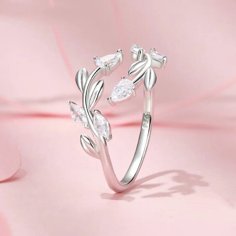 [STREET]Simple Leaf Adjustable Ring Lucky Leaves Statement