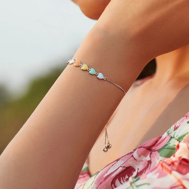 [STREET]Rainbow Color Enamel Heart Bracelet