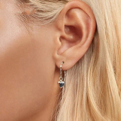 [STREET]Simple Heart-shaped Drop Ear Threads Long Tassel Earrings