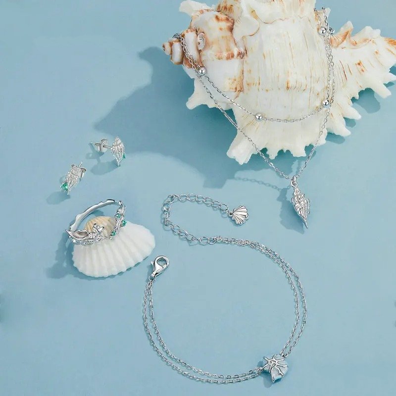 [STREET]Blue Seashell Link Chain Bracelets