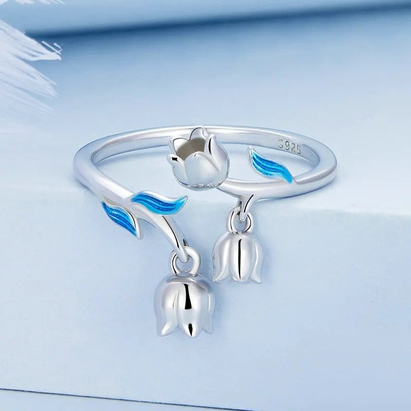 [STREET]Gorgeous Flowers Open Ring for Women Fine Plated Platinum