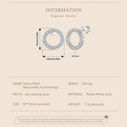 [STREET]Forever Clear Moissanit Circle Round Stud Earrings