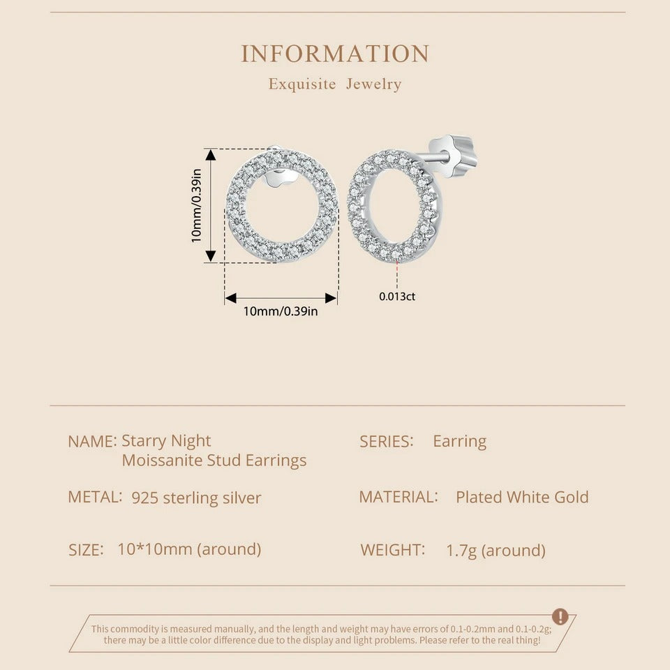 [STREET]Forever Clear Moissanite Circle Round Stud Earrings