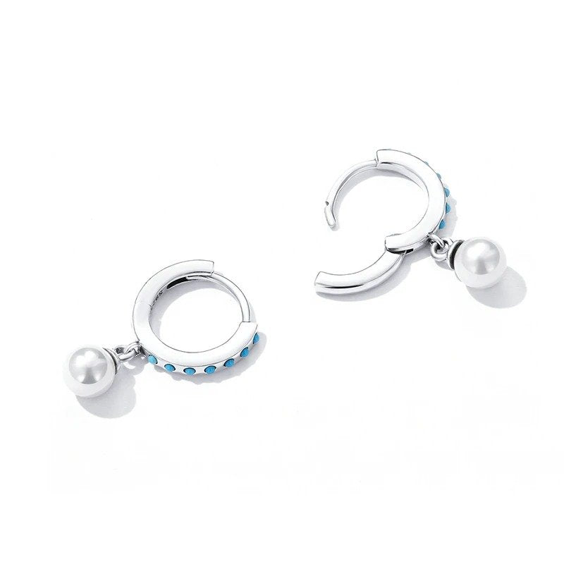 [STREET]Turquoise Pendent Shell Bead Drop Earrings