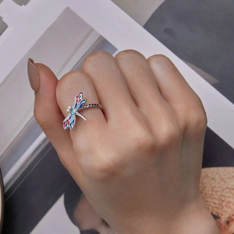 [STREET]Enamel Dragonfly Opening Ring Insect Adjustable Ring