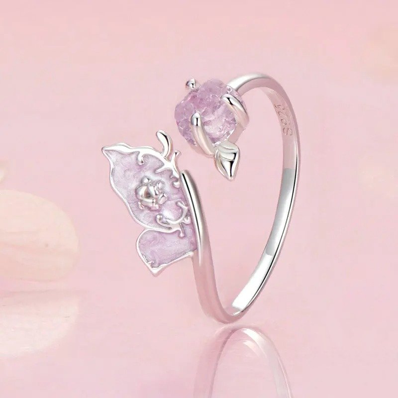 [STREET]Purple Magenta Enamel Butterfly Opening Ring