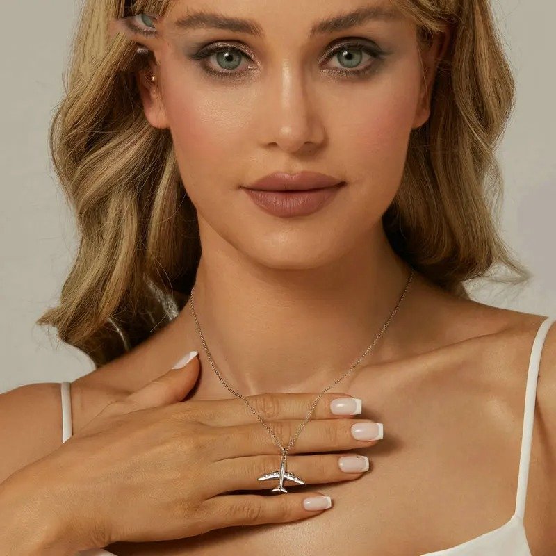 [STREET]Delicate Airplane Pendant Necklace Platinum Plated Necklace