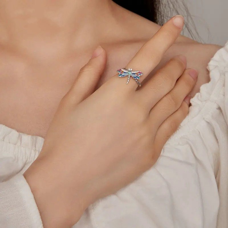 [STREET]Enamel Dragonfly Opening Ring Insect Adjustable Ring