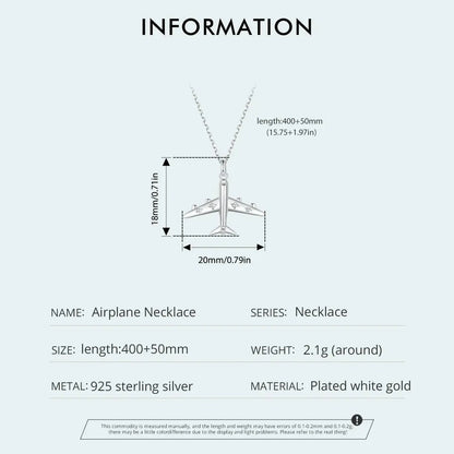 [STREET]Delicate Airplane Pendant Necklace Platinum Plated Necklace