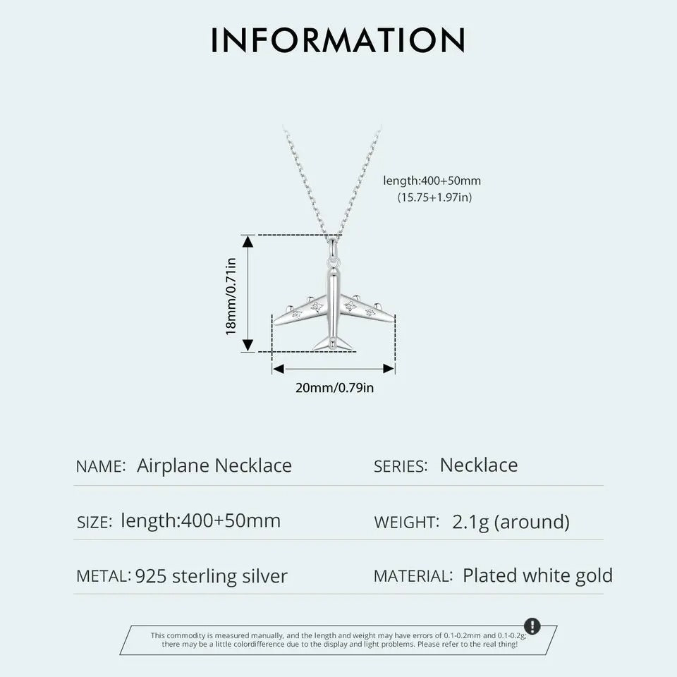 [STREET]Delicate Airplane Pendant Necklace Platinum Plated Necklace