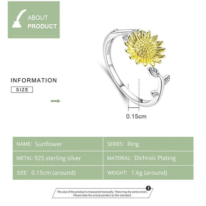 [STREET]Sunflower Finger Rings for Women Wedding Band Engagement Statement