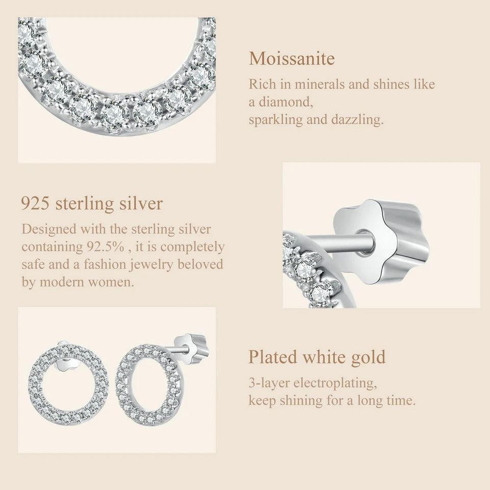 [STREET]Forever Clear Moissanite Circle Round Stud Earrings