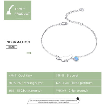 [STREET]Niedliches Opal-Gliederarmband mit Katzenmotiv für Damen