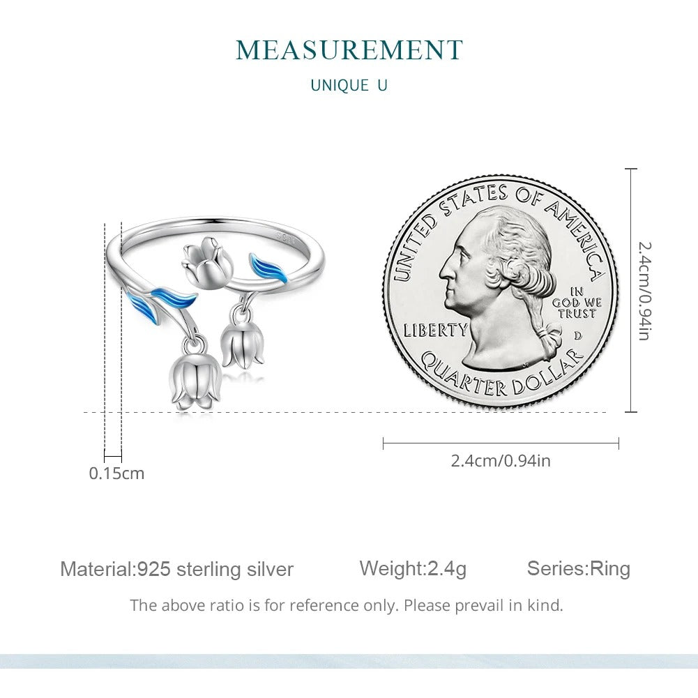 [STREET]Gorgeous Flowers Open Ring for Women Fine Plated Platinum