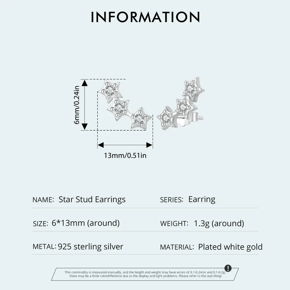 [STREET]Silver Tiny Star Earrings Studs Teen Girls