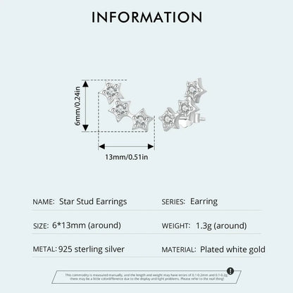 [STREET]Silver Tiny Star Earrings Studs Teen Girls