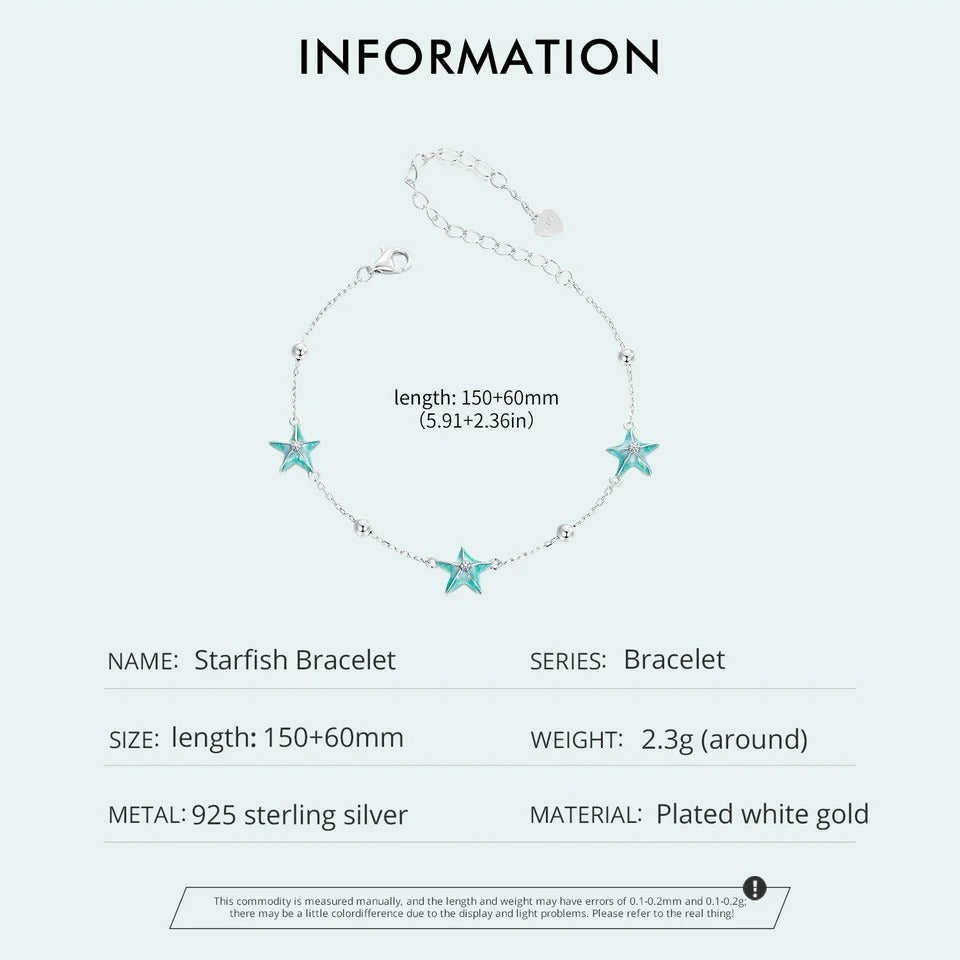 [STREET]Gradient Blue-green Starfish Link Chain Bracelets