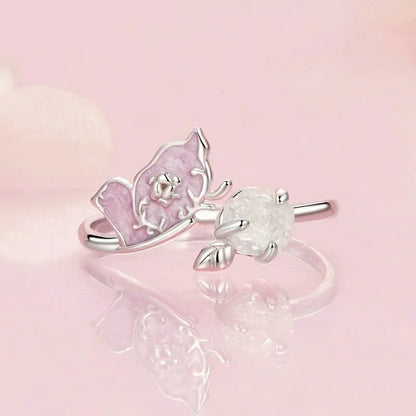 [STREET]Purple Magenta Enamel Butterfly Opening Ring