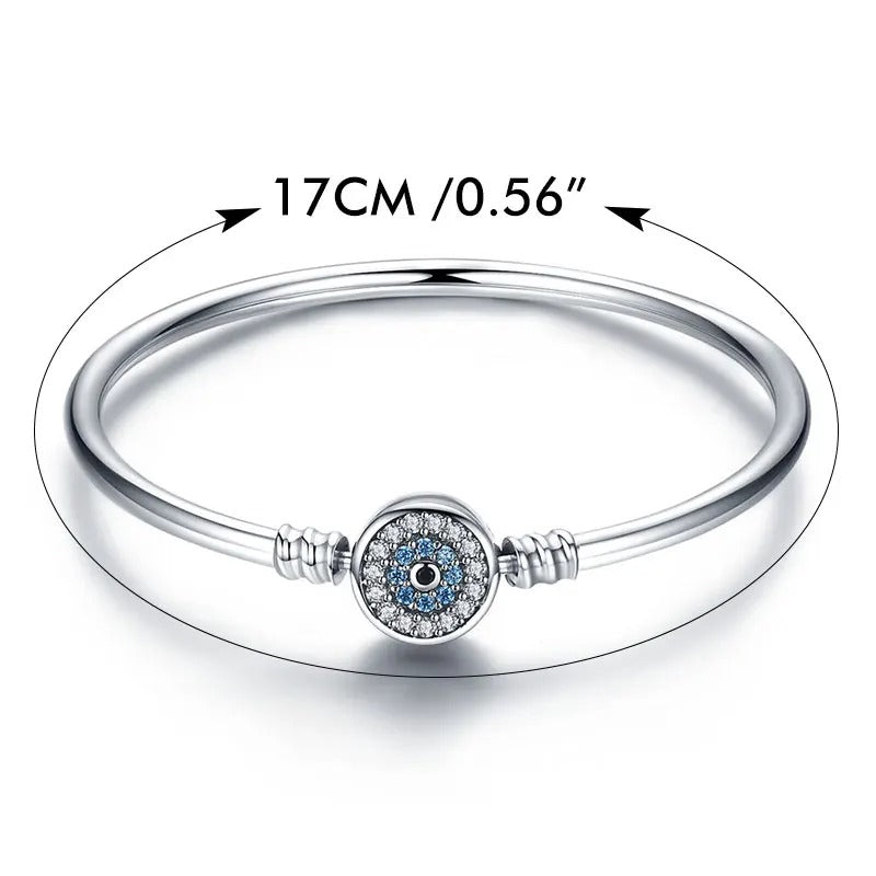 [STREET]Blue Evil Eye Bangle Demon Eye Charm Bracelet Clear CZ Luxury